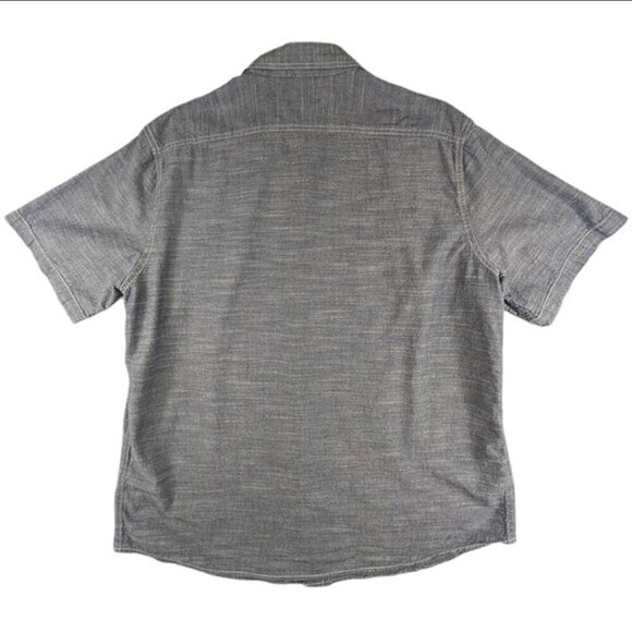 Woolrich Chambrey Shirt Mens XL Button Up Denim Blue Short Sleeve Vacation Beach - Picture 4 of 12